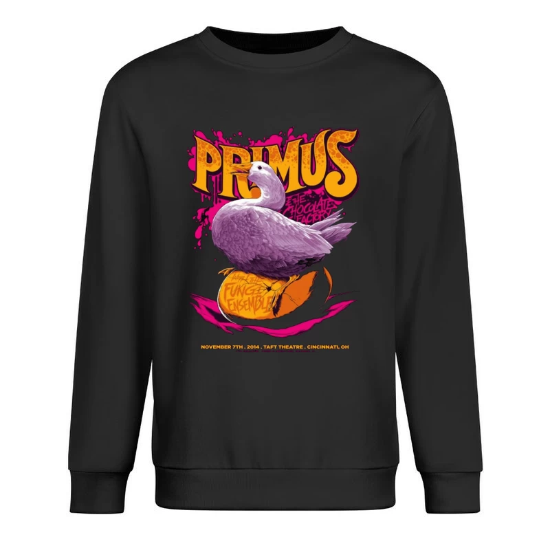 Primus Rock Band Concert Poster with Purple Duck Design Male Pullover Sweatshirt