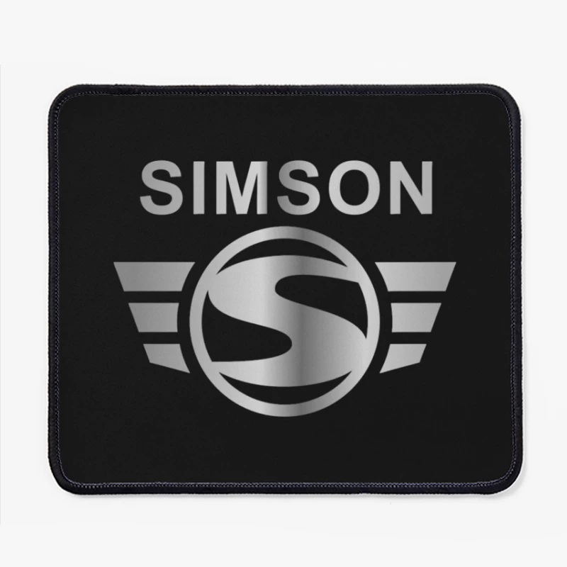 Simson Vintage Motorcycle Brand Logo with Silver Wings Mouse Pad