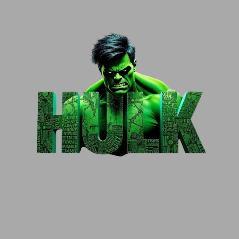 The Incredible Hulk Typographic Character Art Male Pullover Hoodie