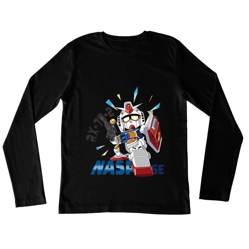 Niedlicher Mecha mit RX-78 Design Damen Langarm T-Shirt