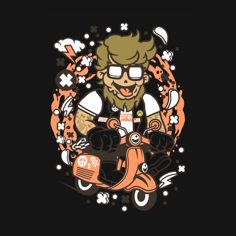 Motard caricatural sur scooter Homme T-Shirt