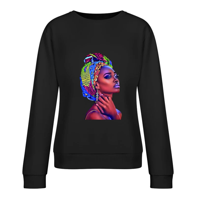 Frau mit buntem Kopftuch Damen Pullover Sweatshirt