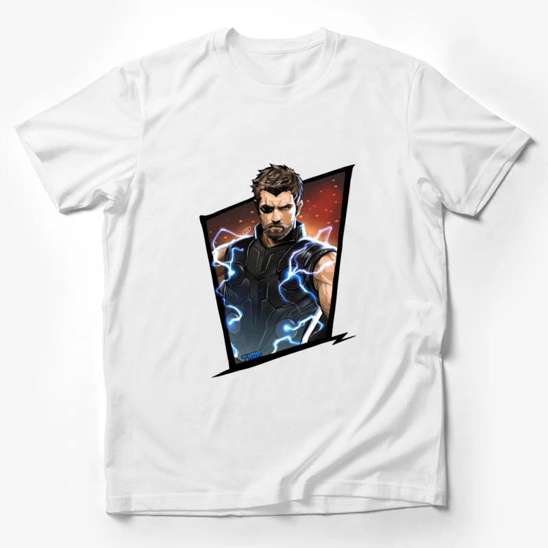 Superhero Character with Lightning Effects Male T-Shirt