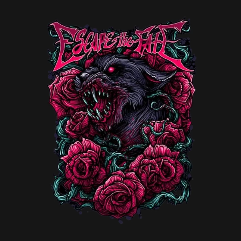 Wolf und Rosen Design Herren T-Shirt