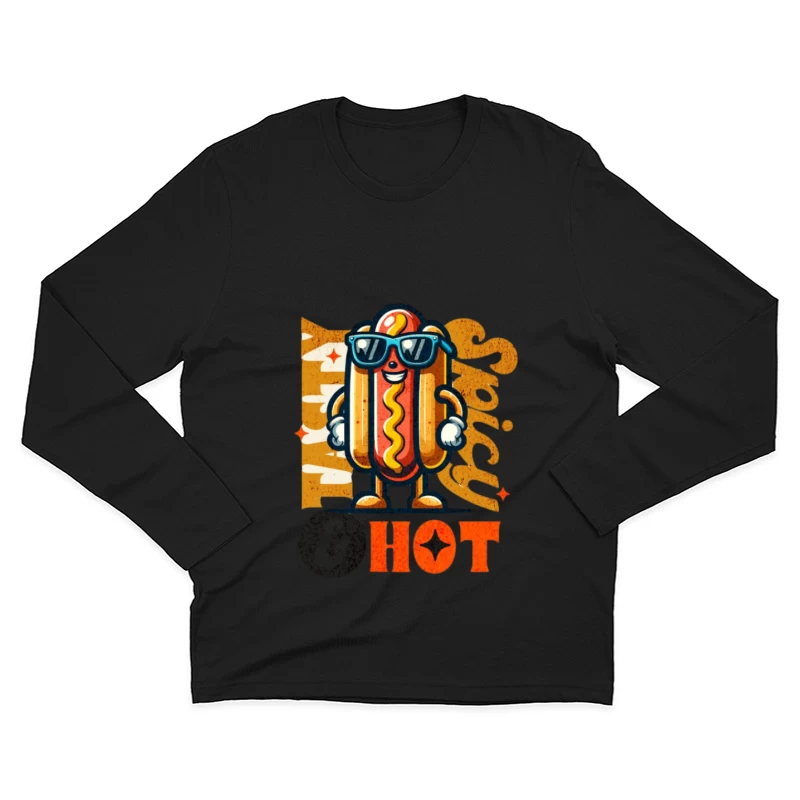 Graphique amusant de hot-dog épicé Homme Manches Longues T-Shirt