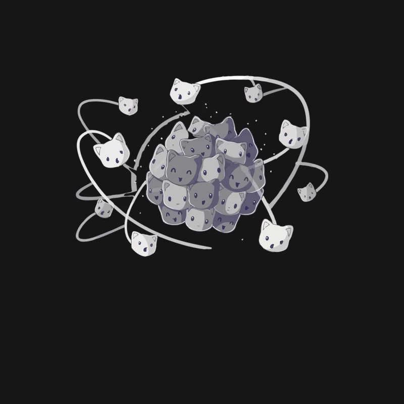 Cute Cartoon Cats Clustered in Orbital Illustration Male Long Sleeve T-Shirt