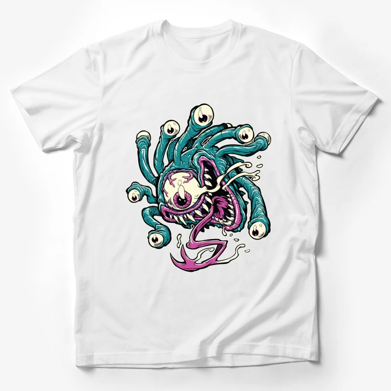 Colorful Cartoon Monster with Tentacles and Eyes Male T-Shirt