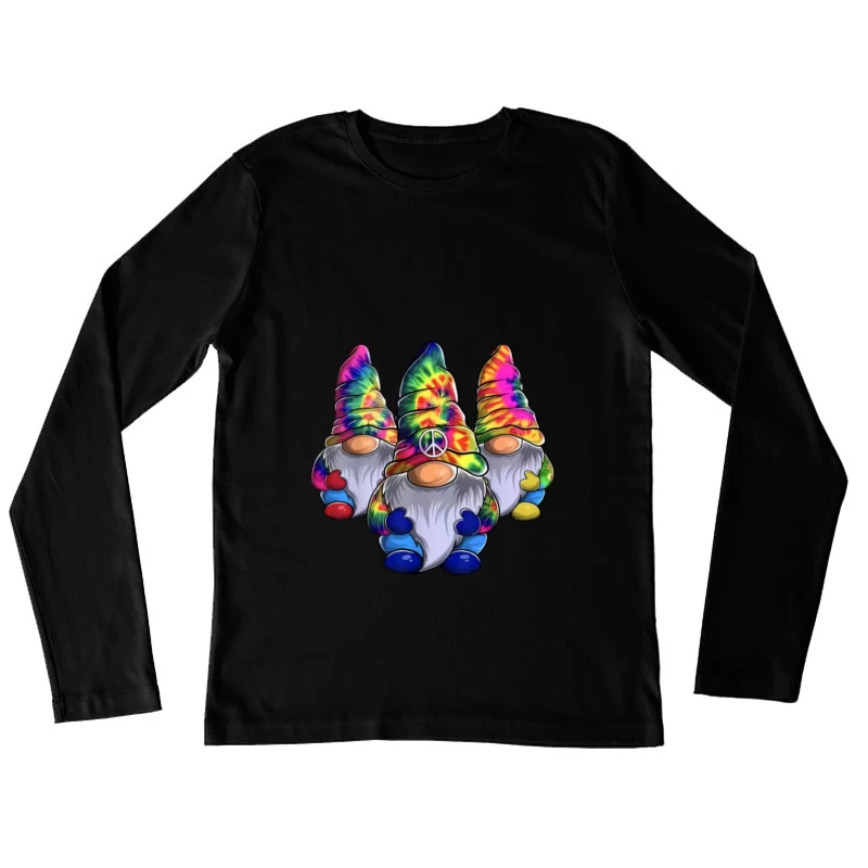 Bunte Hippie-Zwerge mit Frieden Symbol Damen Langarm T-Shirt