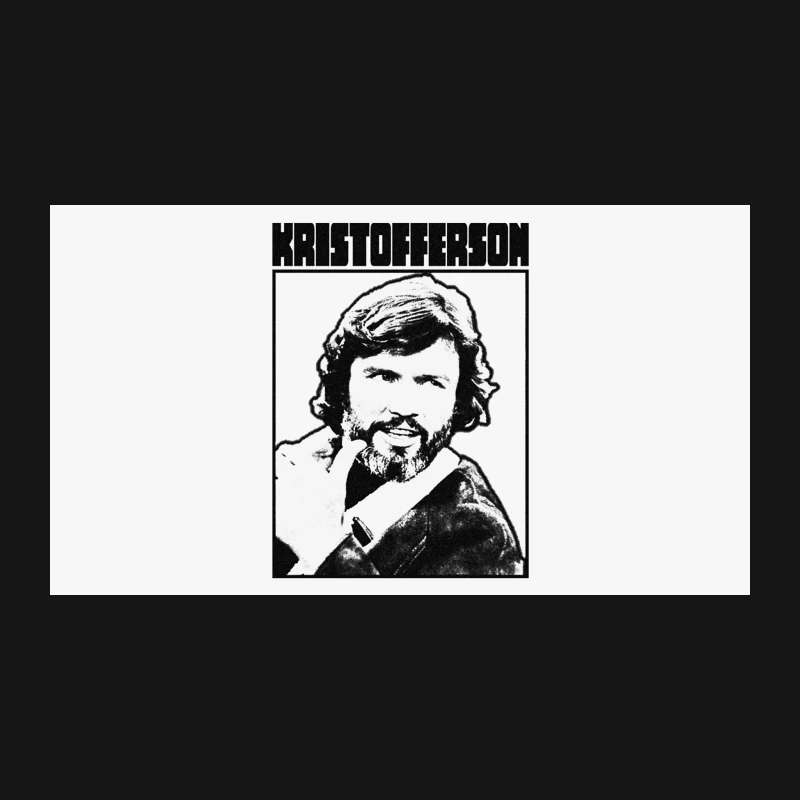 Vintage Black and White Album Cover of Bearded 70s Musician Desk Mat