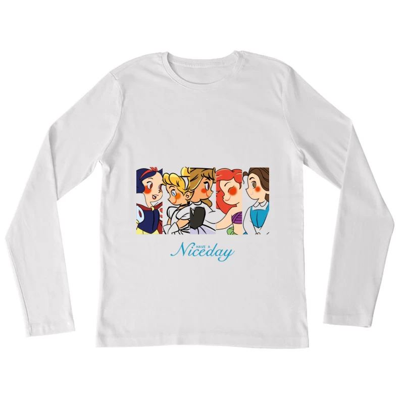 Illustration von Märchenprinzessinnen Damen Langarm T-Shirt