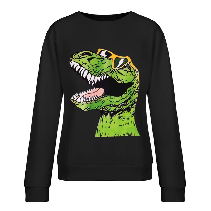 Cooler Dinosaurier mit Sonnenbrille Damen Pullover Sweatshirt