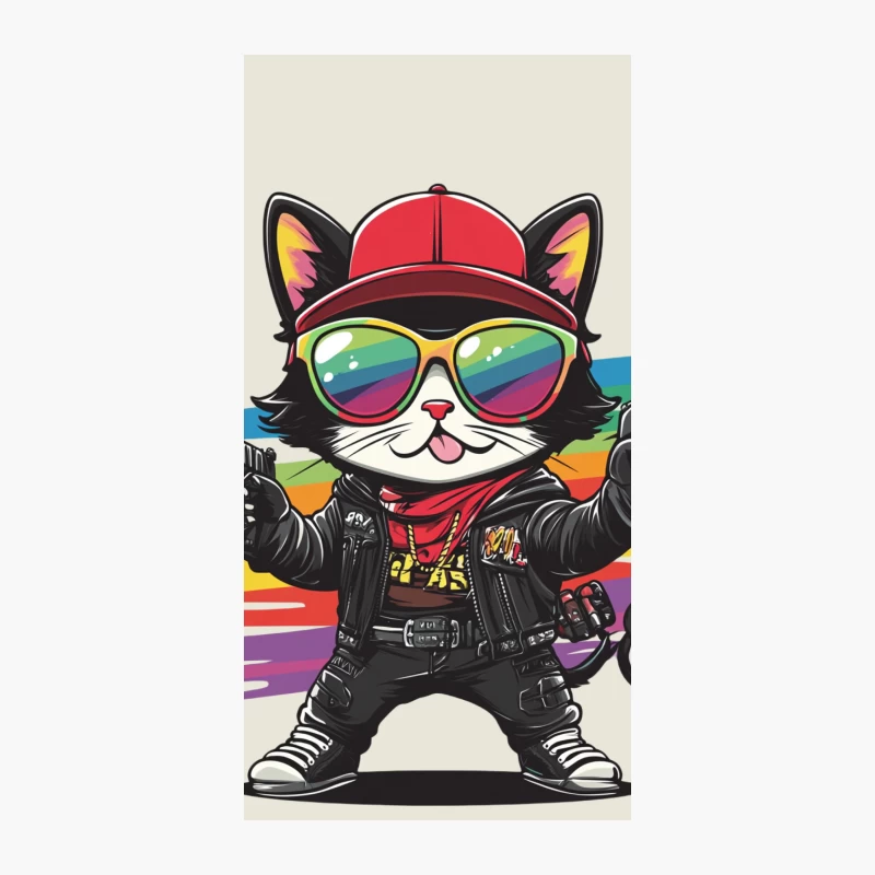 Cool Cartoon Cat with Guns in Rainbow Action Style iPhone Case