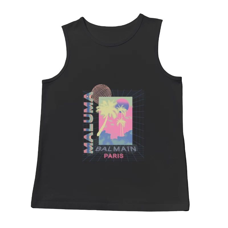 Retro-Design mit Palmen und Gitter Herren Tanktops