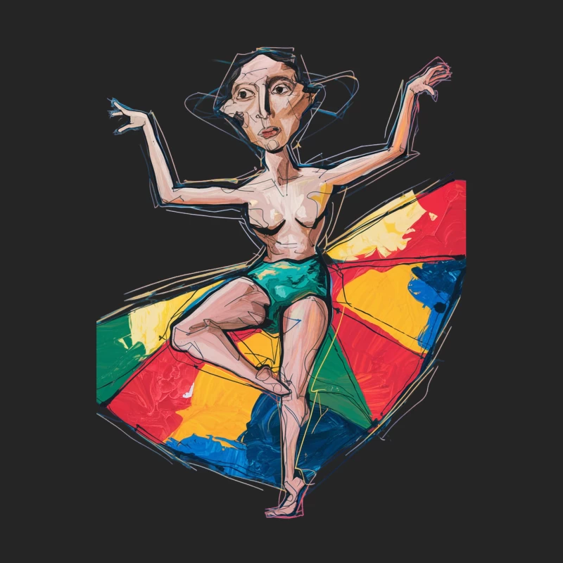 Expressive Modern Dance Illustration with Colorful Background Female Pullover Sweatshirt