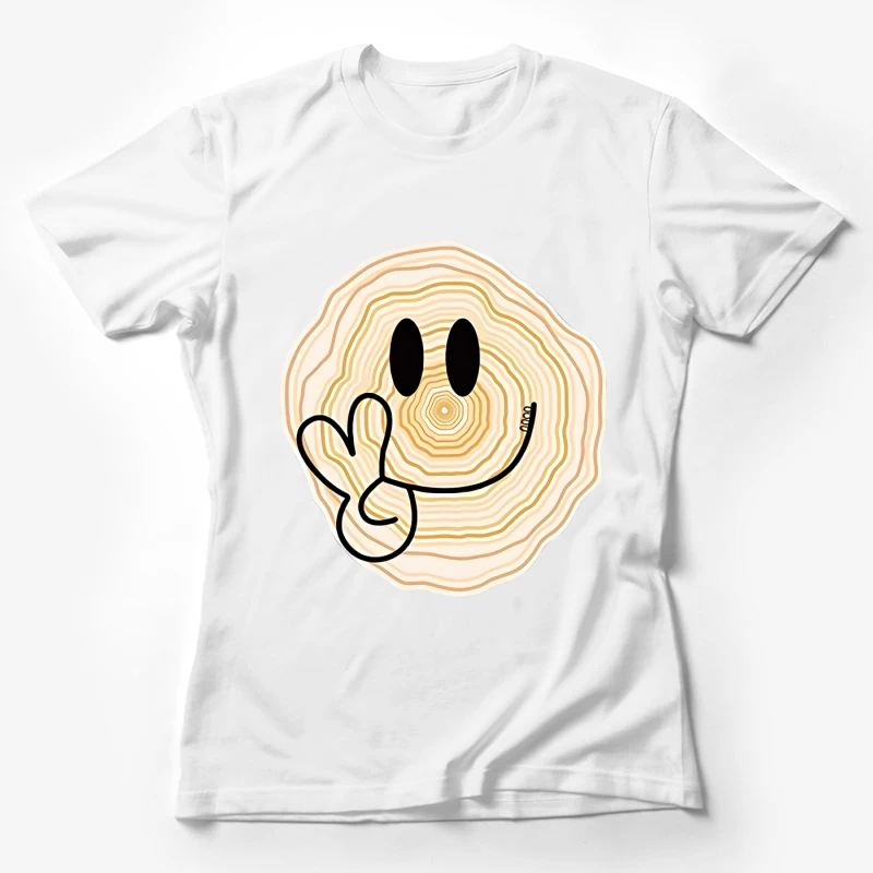 Lächelnder Holzring mit Friedenszeichen Damen T-Shirt