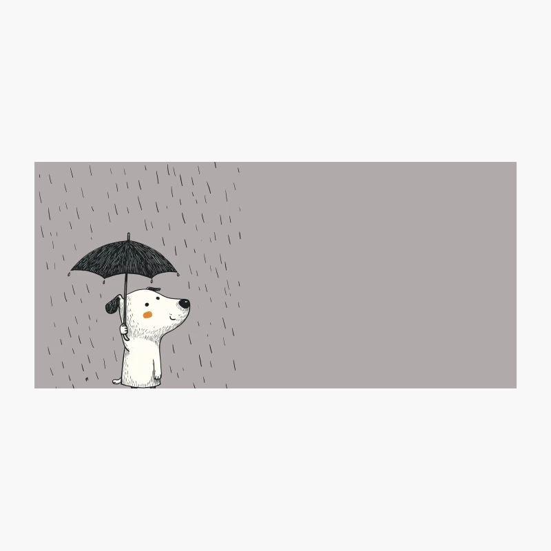 Cute Dog with Umbrella in the Rain Minimalist Illustration Coffee Mug