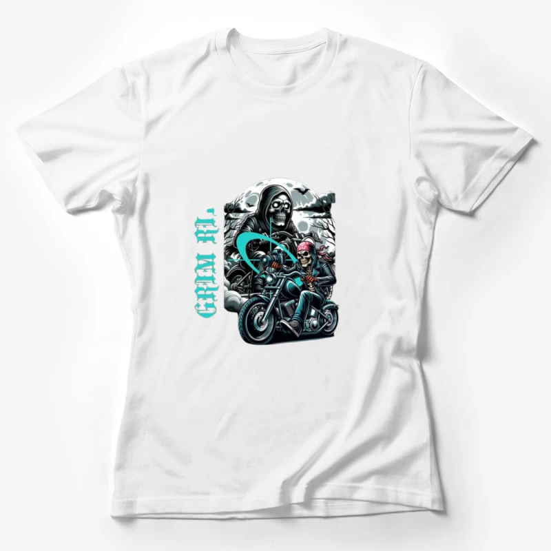 Gothic Grim Reaper Motorcycle Ride Under Moonlight Female T-Shirt