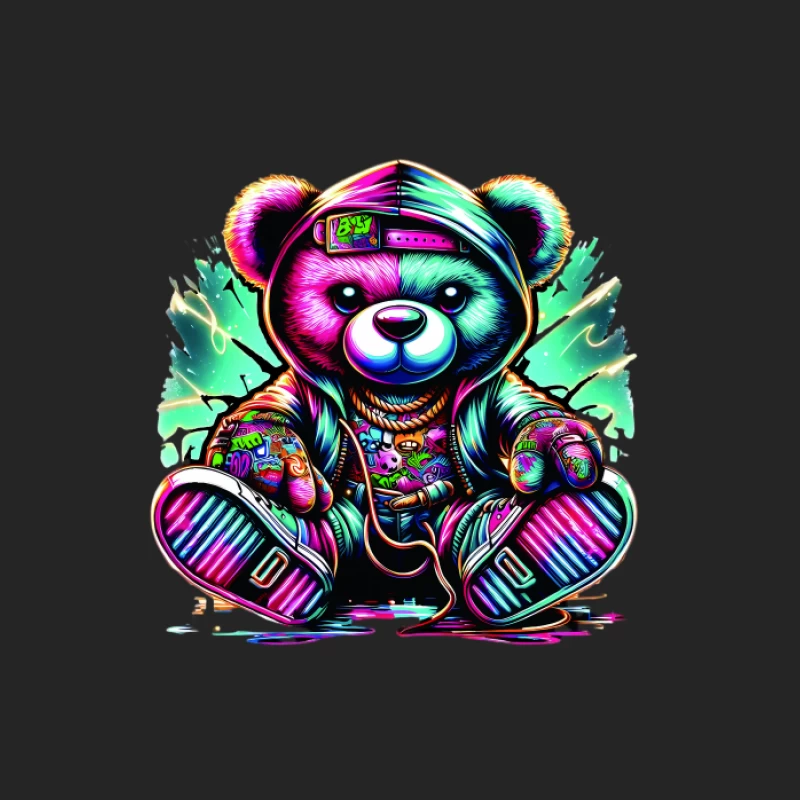 Graffiti-Bär mit Kapuze Herren Pullover Sweatshirt