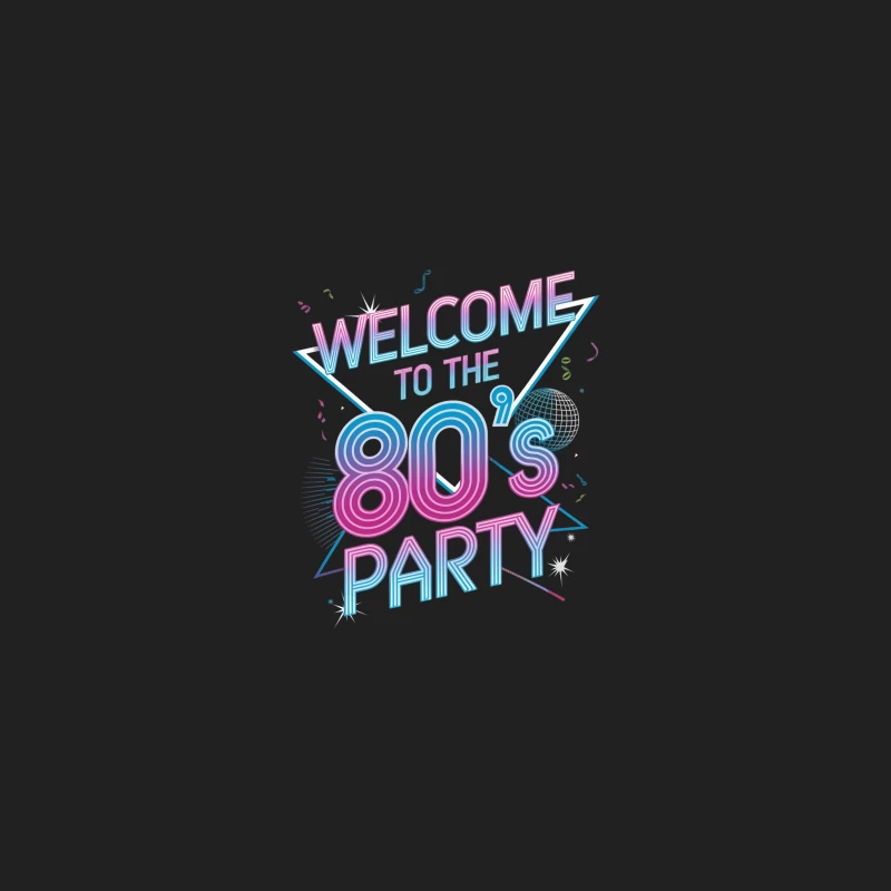 Neon 80s Party Welcome Sign with Disco Ball Bucket Hat