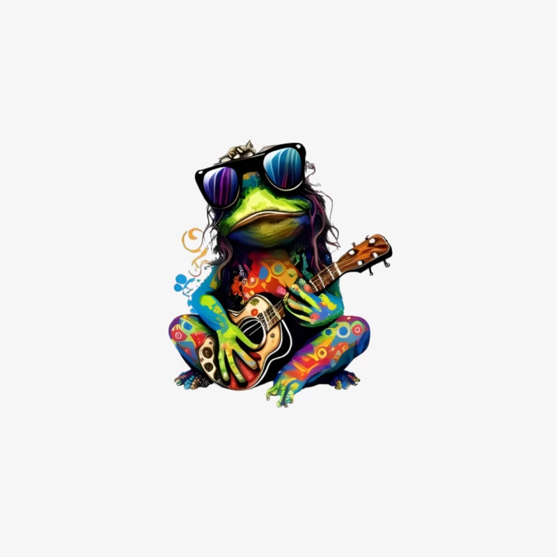 Bunter Frosch mit Gitarre Damen Langarm T-Shirt