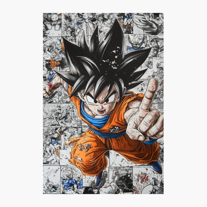 Dynamic Dragon Ball Goku Action Shot Against Manga Background Cotton Tote Bag