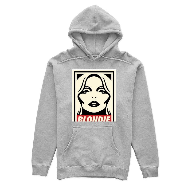 Stylized Pop Art Blondie Band Poster in Black and White with Red Text Female Pullover Hoodie