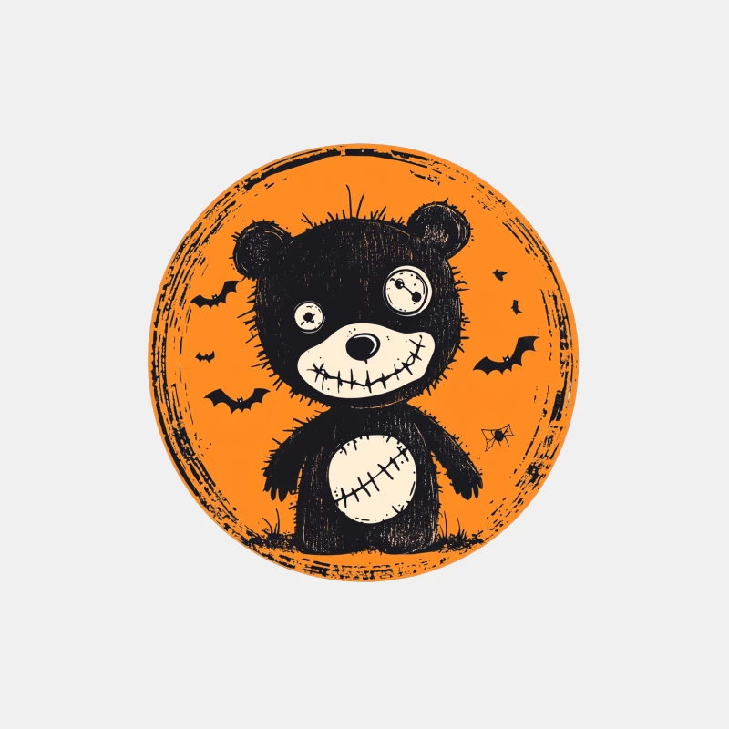 Spooky Halloween Teddy Bear with Bats on Orange Background Male Tank Top