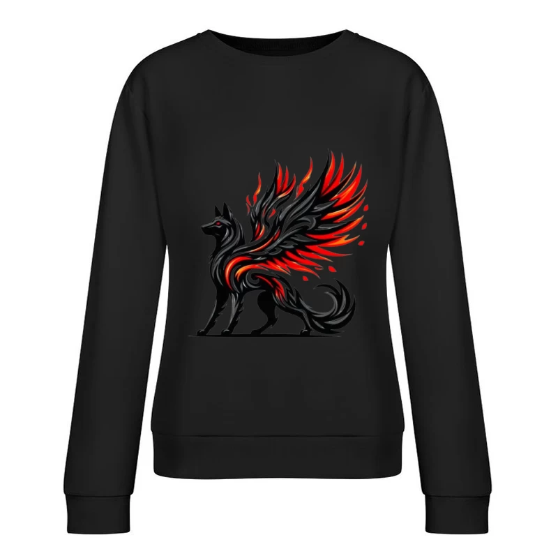 Winged Wolf Fantasy Art Female Pullover Sweatshirt