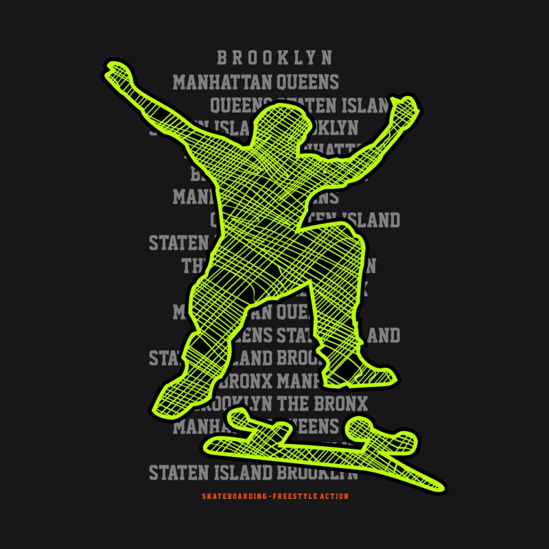 Skateboarder-Silhouette mit Stadttext Herren Pullover Hoodie