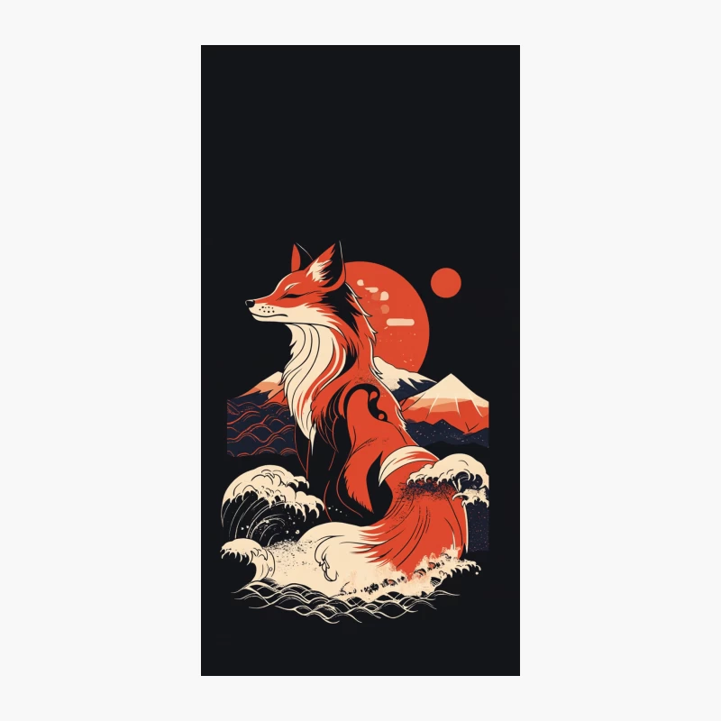 Stylized Fox in Japanese Landscape iPhone Case