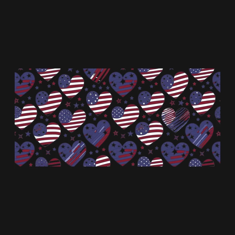 Patriotic American Flag Hearts Pattern Desk Mat