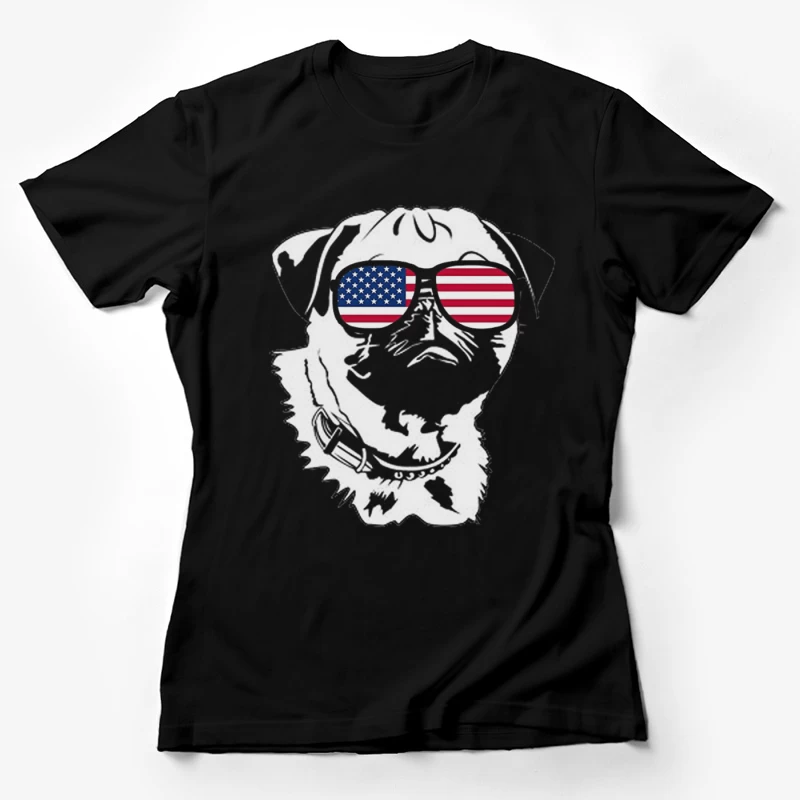 Chien avec lunettes drapeau américain Femme T-Shirt