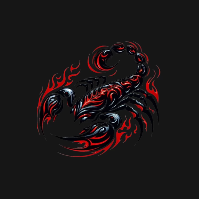 Stylized Scorpion with Flames Male Long Sleeve T-Shirt
