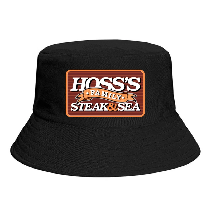 Hoss's Family Steak & Sea Restaurant Vintage Logo Design Bucket Hat