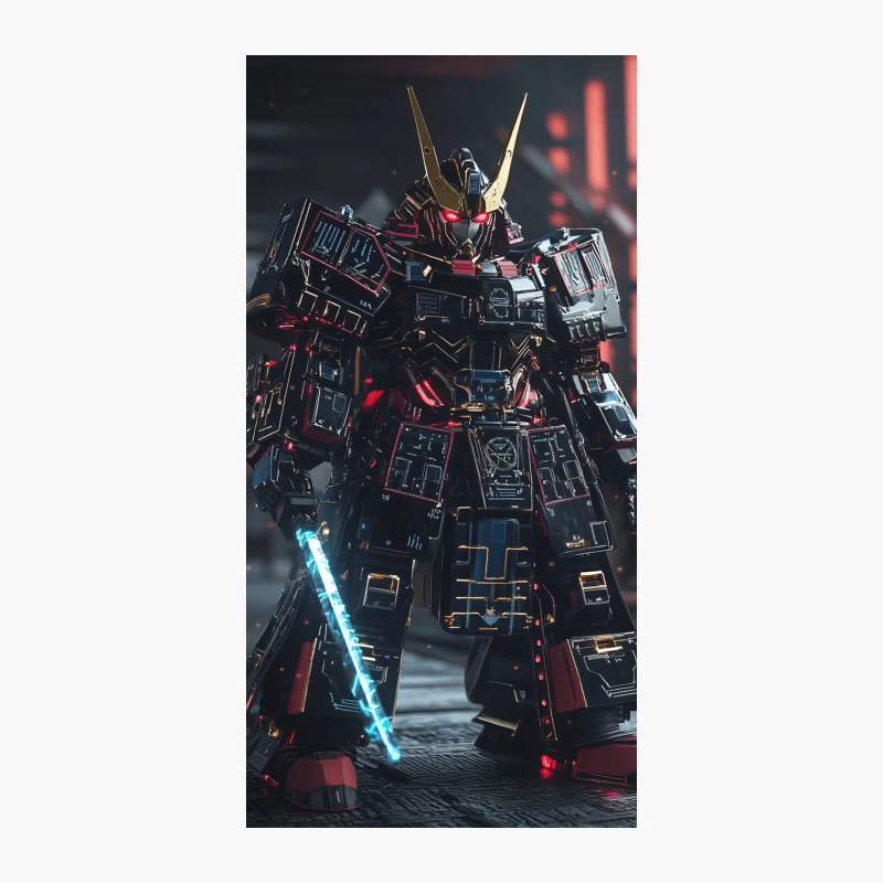 Futuristic Mecha Robot with Lightsaber in Sci-Fi Setting iPhone Case