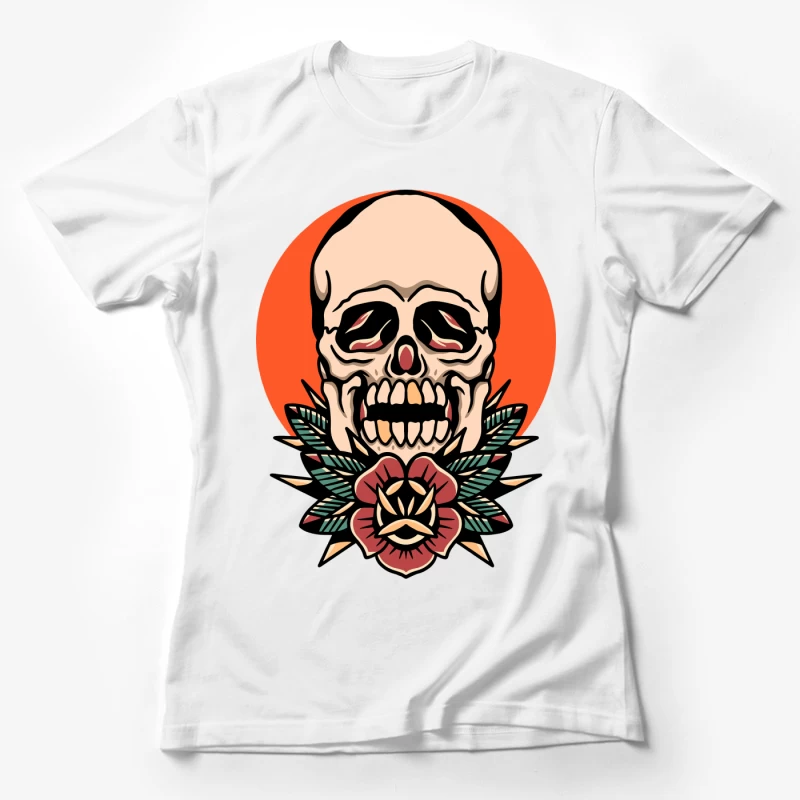 Skull with Floral Design Female T-Shirt