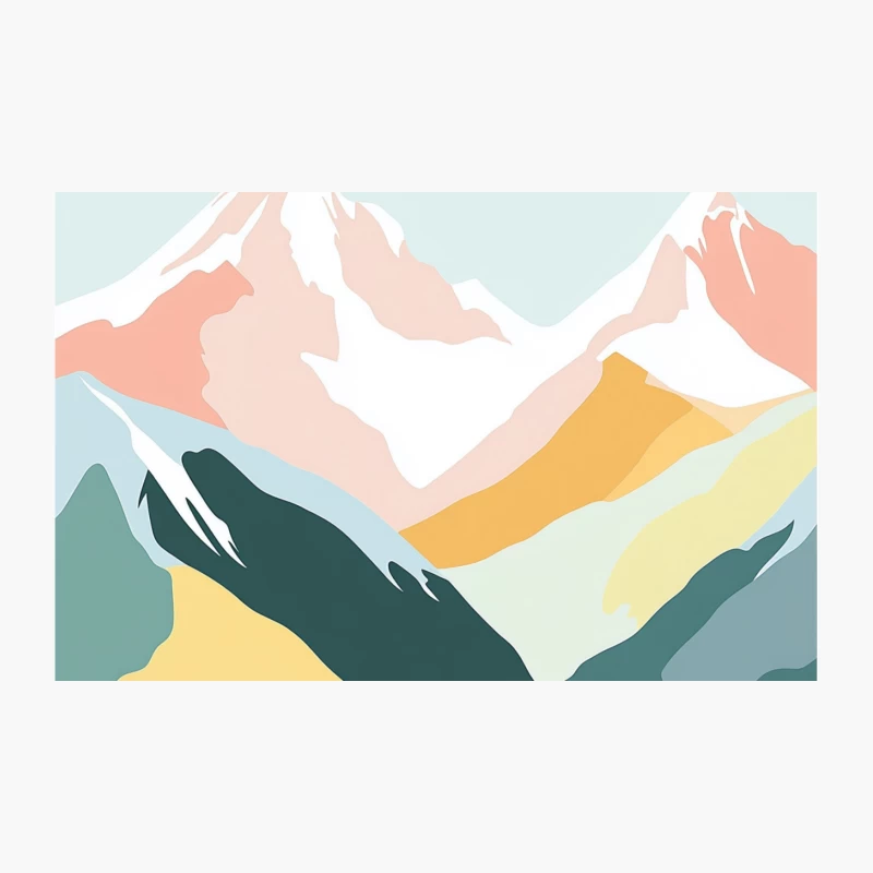 Pastel Abstract Mountain Landscape Illustration Travel Mug