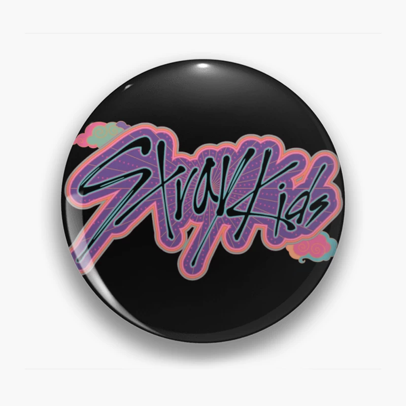 Retro Neon Graffiti Typography Art Pin