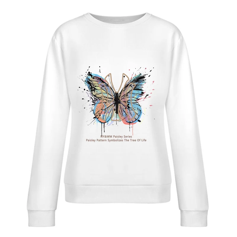 Schmetterling mit Paisley-Muster - Baum des Lebens Damen Pullover Sweatshirt