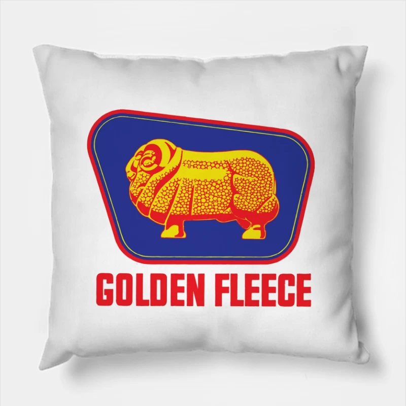 Vintage Golden Fleece Logo with Geometric Sheep Design Throw Pillow