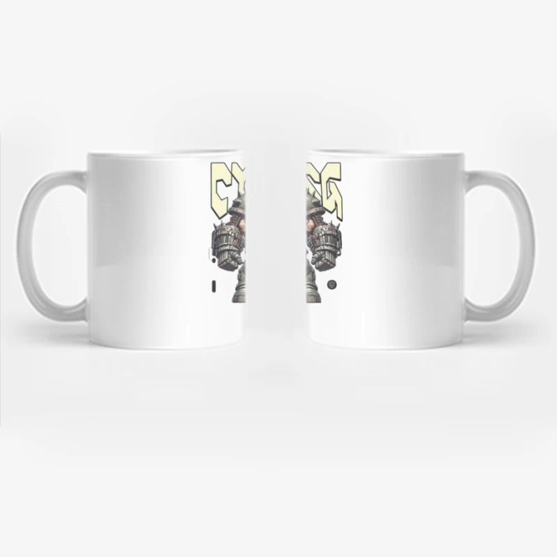 Heavy Combat Cyborg Mech Armor Illustration Coffee Mug