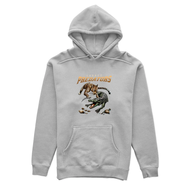 Savage Predators: Jaguar vs Crocodile Battle Art Female Pullover Hoodie