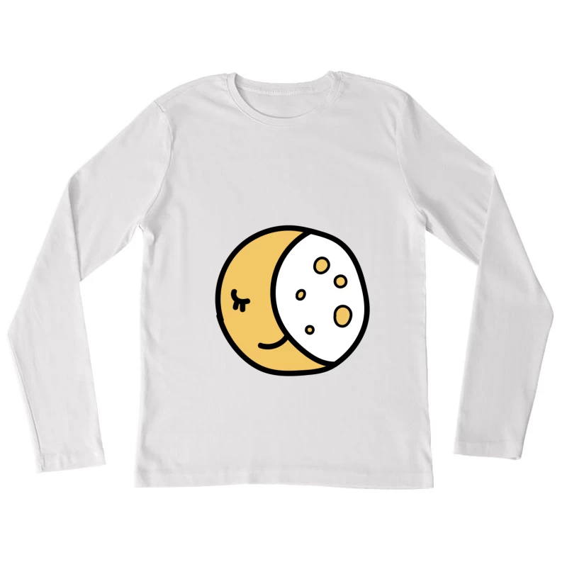 Visage de lune simple avec sourire Femme Manches Longues T-Shirt