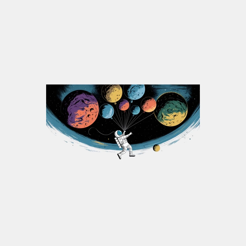 Whimsical Cosmic Explorer: Astronaut's Planetary Balloon Adventure Male Tank Top