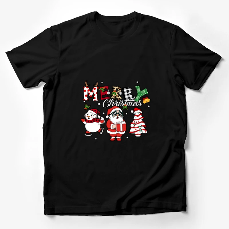 Design de Noël avec Père Noël et Bonhomme de Neige Homme T-Shirt