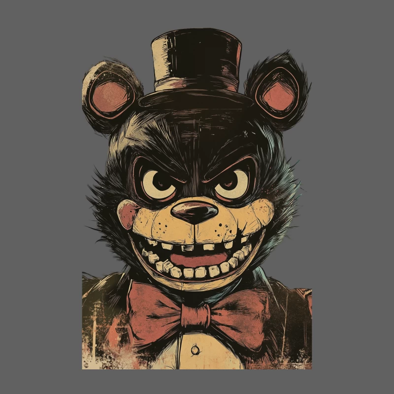 Creepy Vintage Cartoon Bear with Top Hat and Bow Tie Male Tank Top