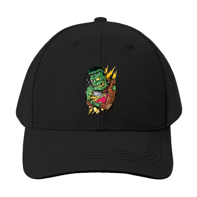 Playful Cartoon Frankenstein Monster with Food Baseball Cap