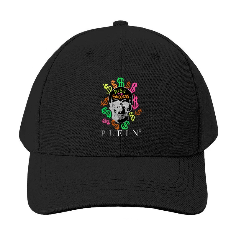 Colorful Skull Money Motivation Art: Rise to Success Baseball Cap