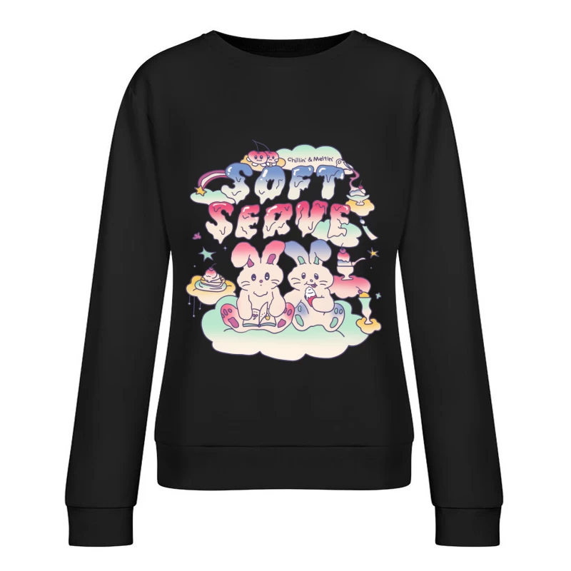 Weiche Häschen genießen Eis Damen Pullover Sweatshirt