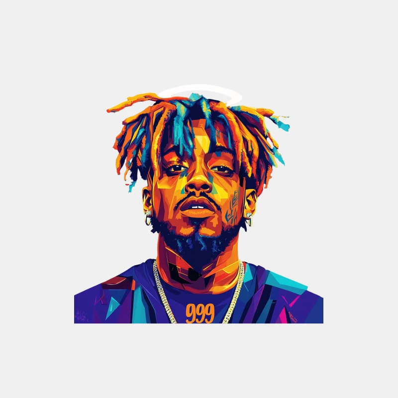 Vibrant Geometric Portrait of Hip-Hop Artist with Dreadlocks Male Tank Top